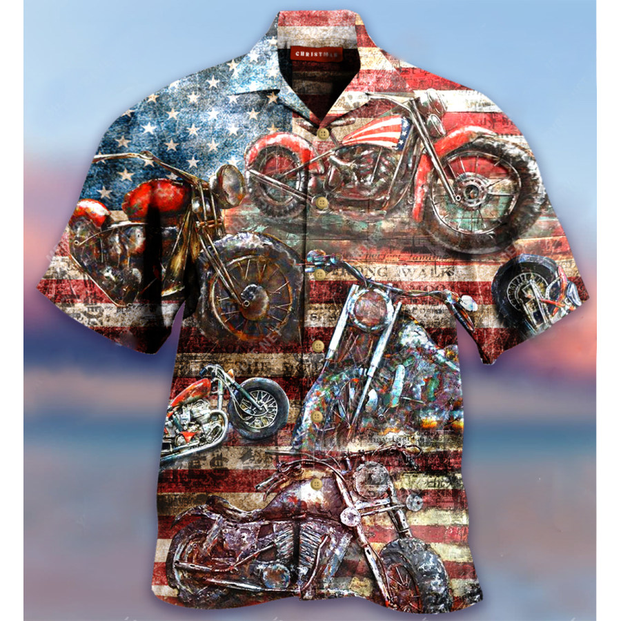 

Motorcycle Men's Outdoor Short Sleeve Beach Shirt