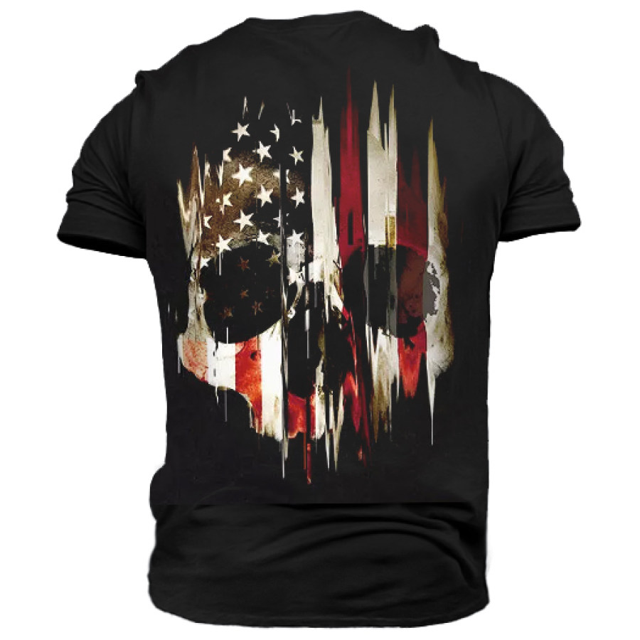 

Men's Outdoor Skull American Flag Print Training T-Shirt