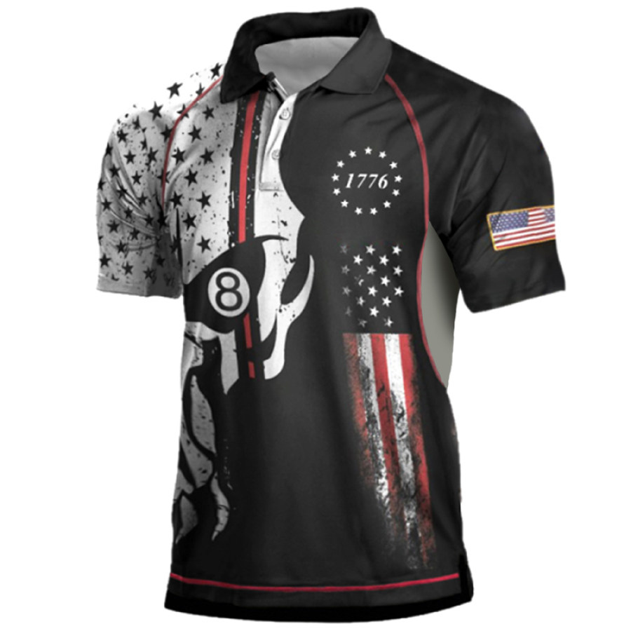 

POLO Da Uomo 2nd Amendment Flag Star 1776 Patchwork Print