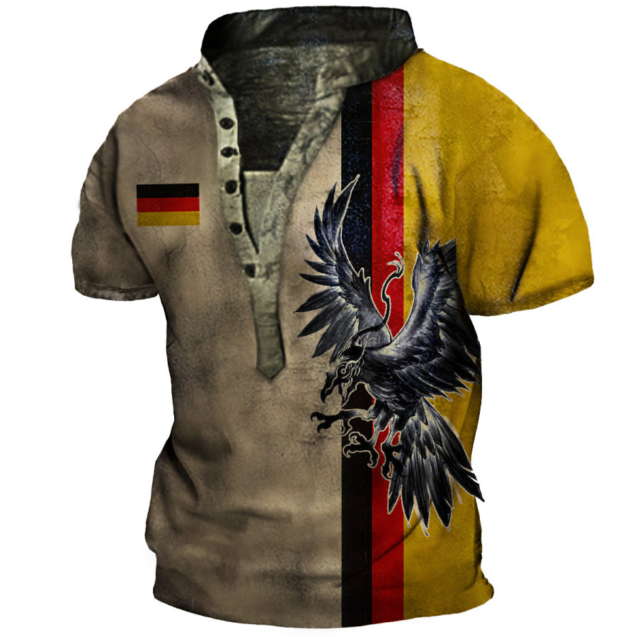 

Men's Outdoor German Flag Eagle Henley T-Shirt