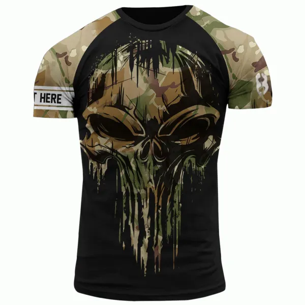 Men's Outdoor Camouflage Skull Short Sleeve Sports T-Shirt - Kalesafe.com 