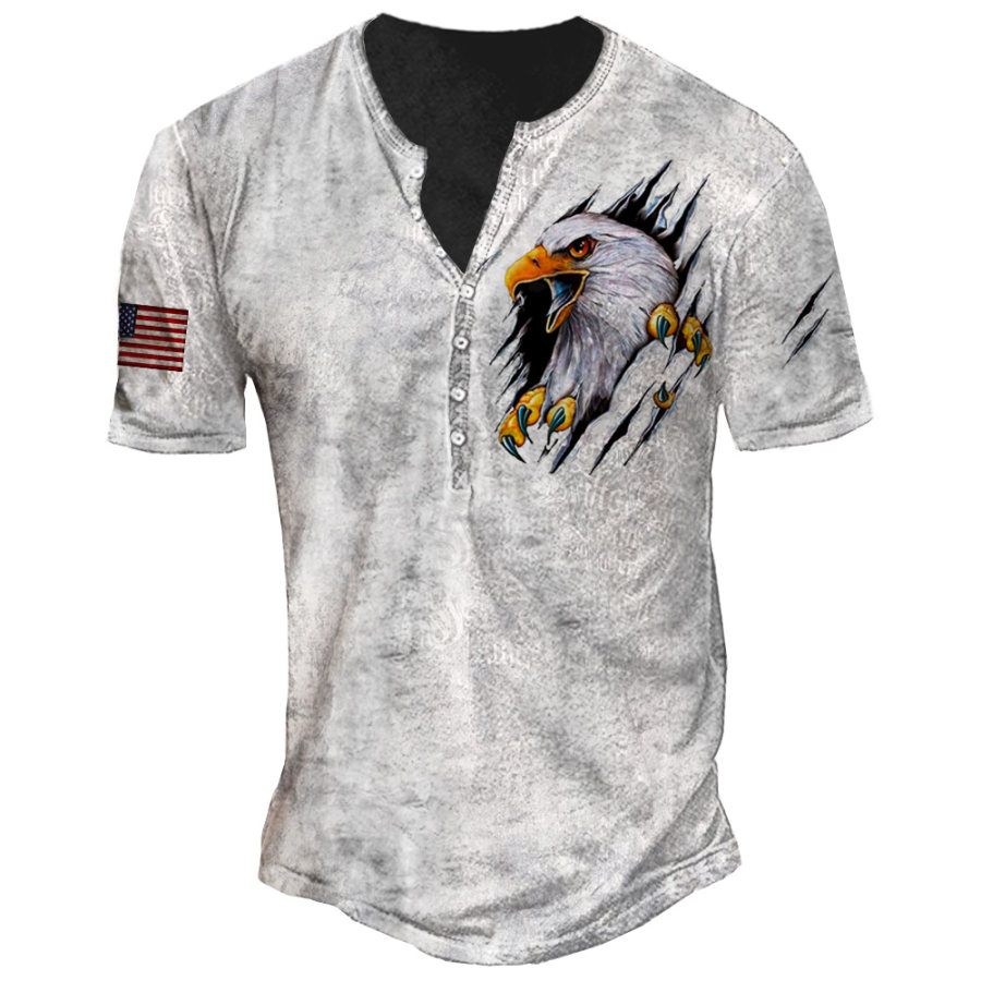 

Men's Outdoor American Flag Eagle Henley T-Shirt