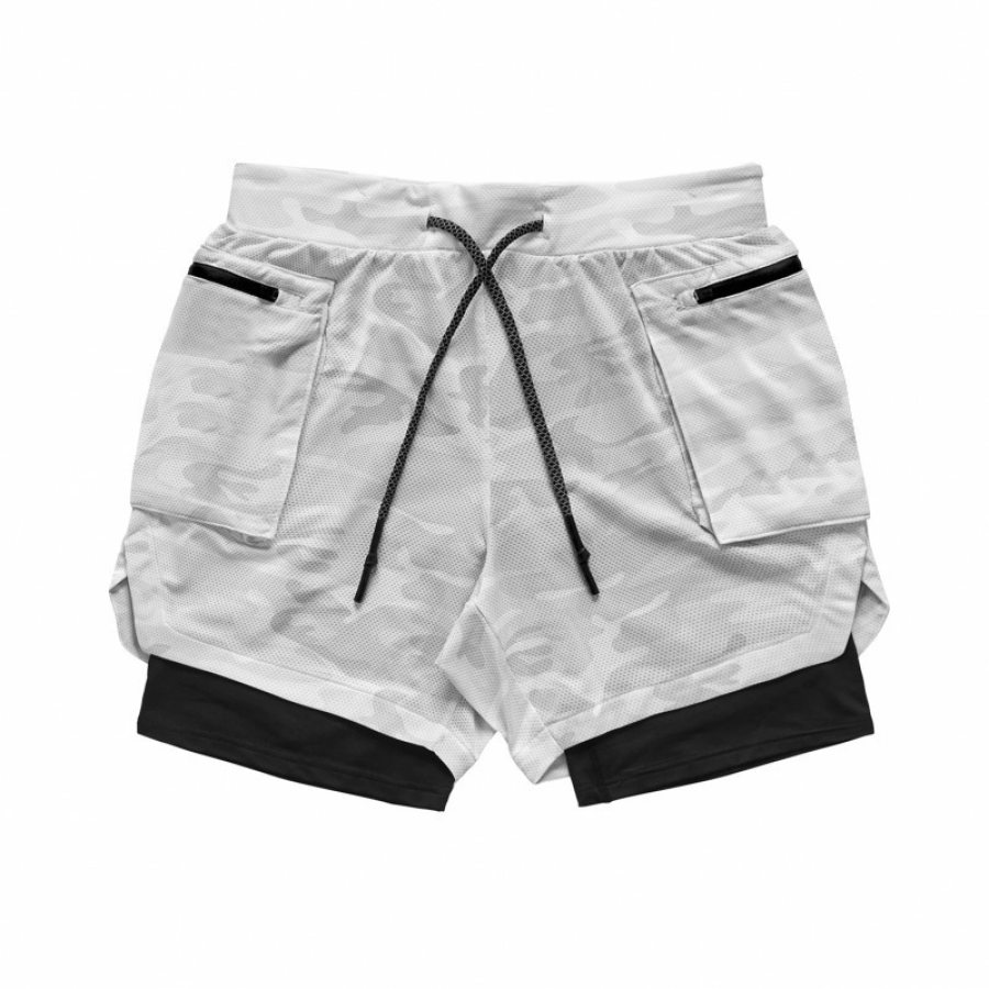 

Men's Outdoor Sports Running Fitness Two Layer Shorts