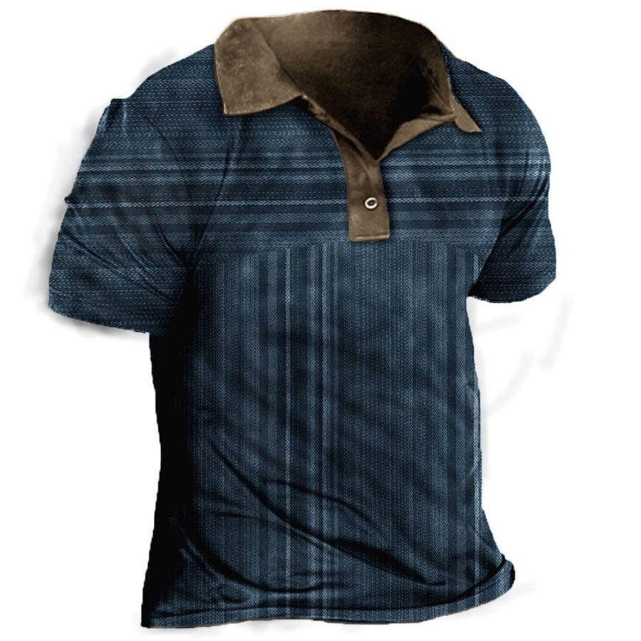 

Men's Striped Polo Short Sleeve T-Shirt