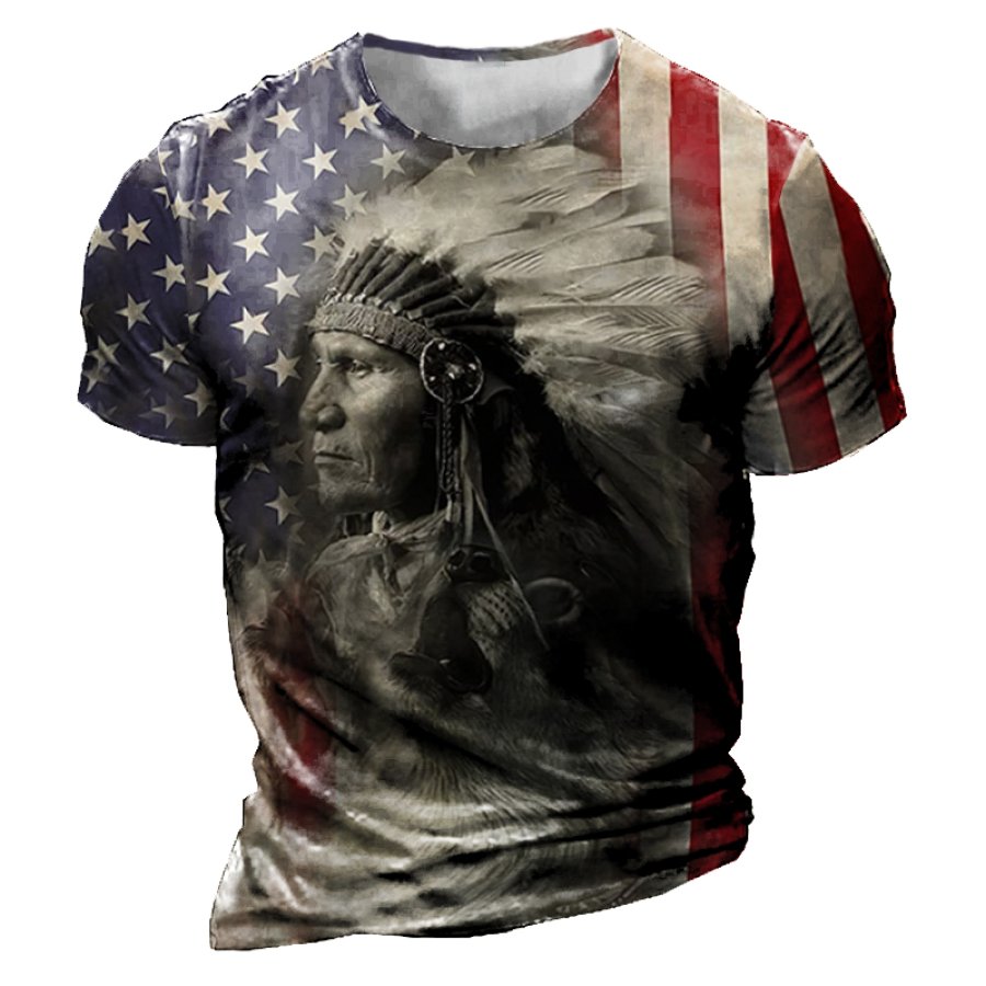 

Men's Vintage Indian Print T-Shirt