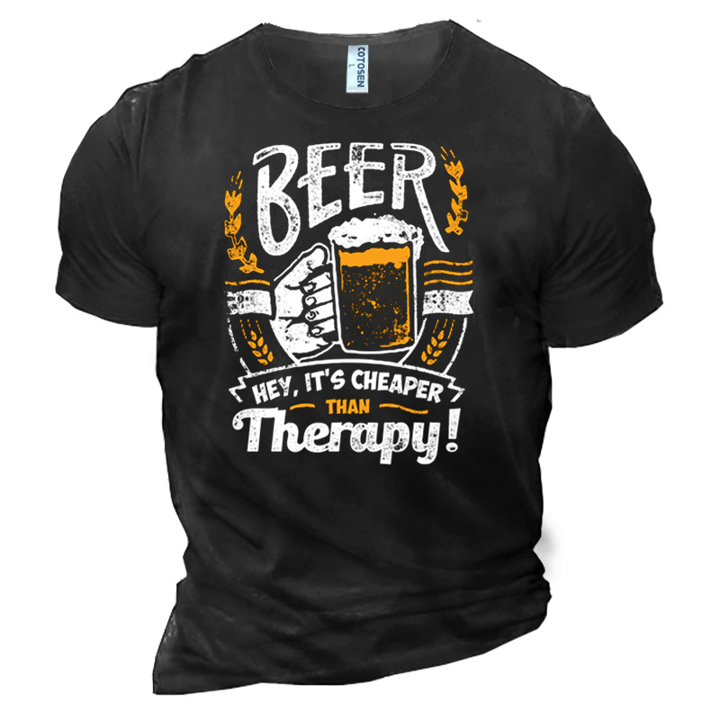Men's Beer Fun Cotton Print Chic T-shirt