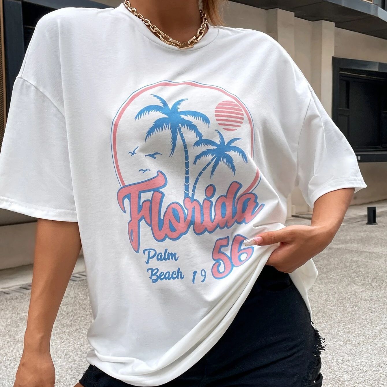 Women's Florida Palm Beach Chic Cotton Oversized T-shirt