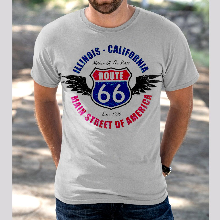 

Men's Route 66 Printed Casual T-Shirt
