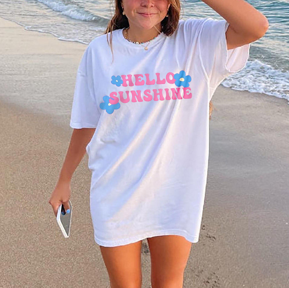 Women's Hello Sunshine Cotton Oversized T Shirt