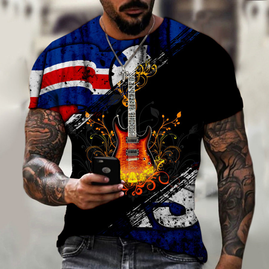 

Men's Flag Guitar Print T-Shirt