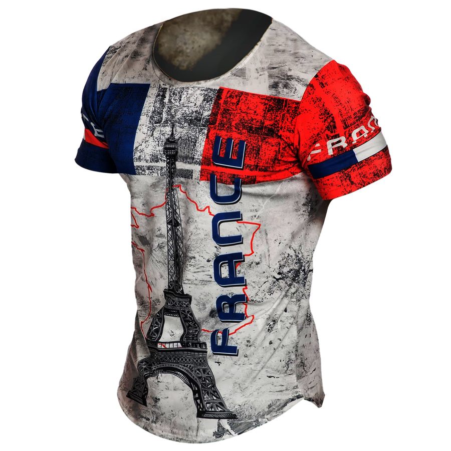 

Men's Irregular Hem Vintage Map Flag Print T-Shirt