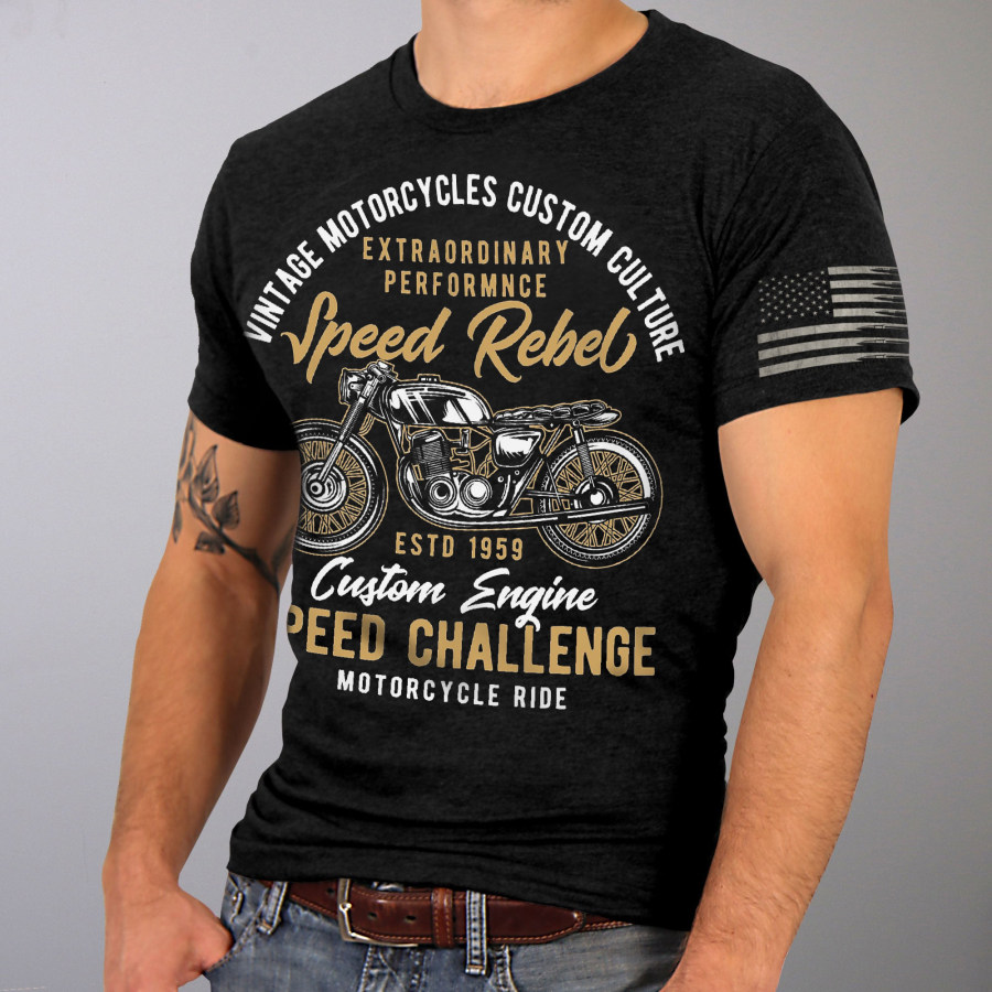 

Men's Vintage Motorcycles Custom Culture Printed Outdoor Casual T-shirt