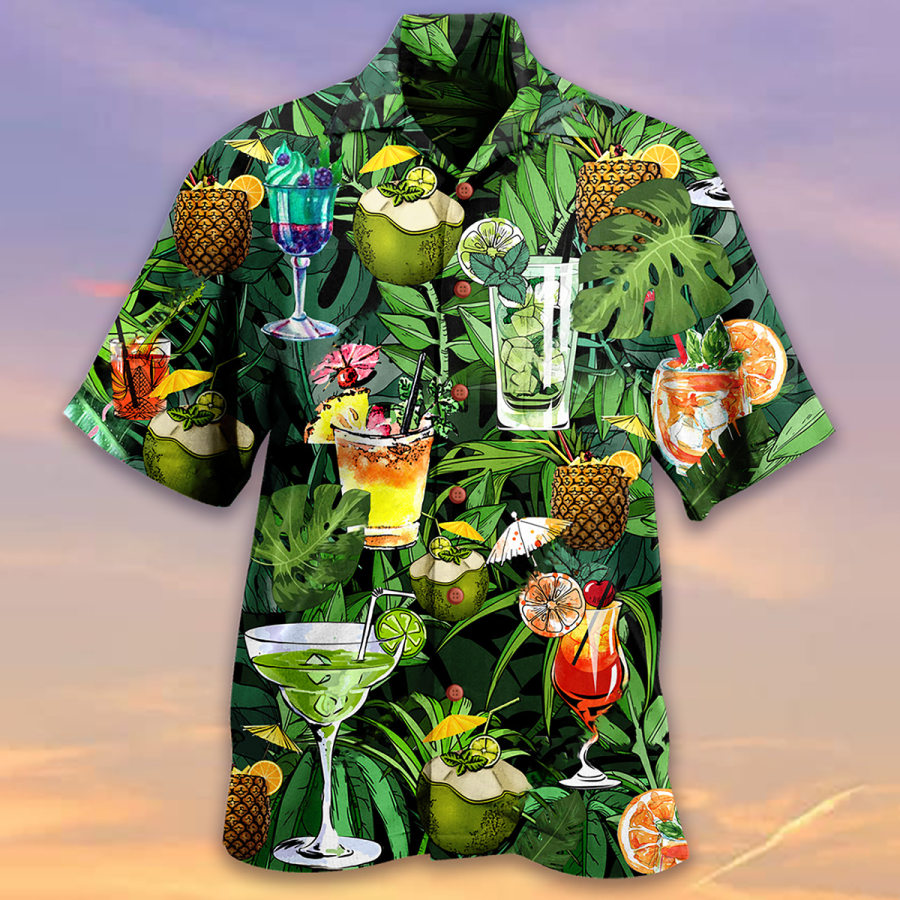 Men's Fruit Beach Short Sleeve Shirt Shorts Two Piece Set