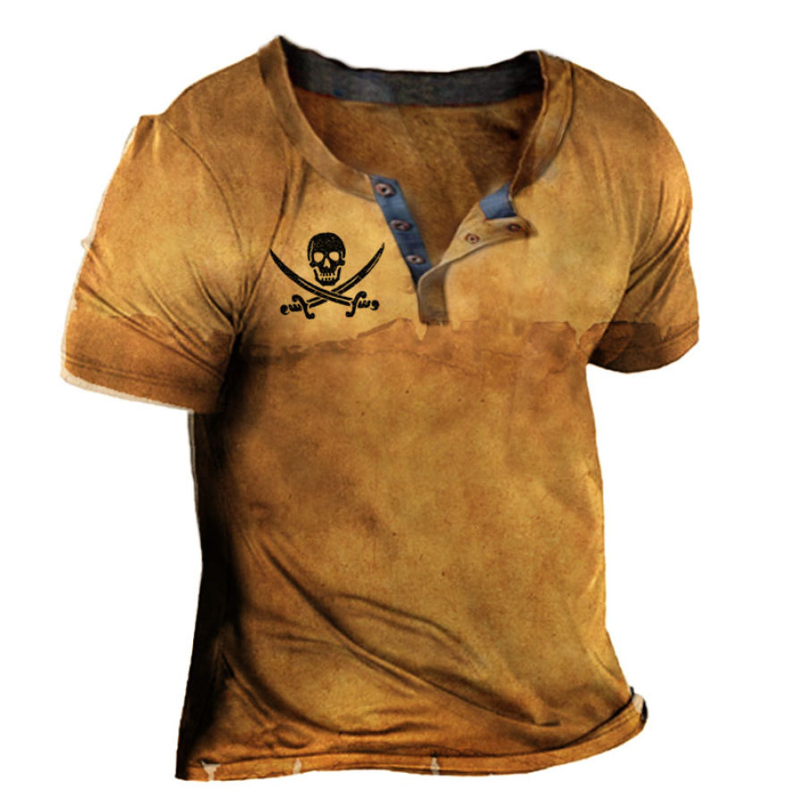 

Men's Pirate Henley Short Sleeve T-Shirt