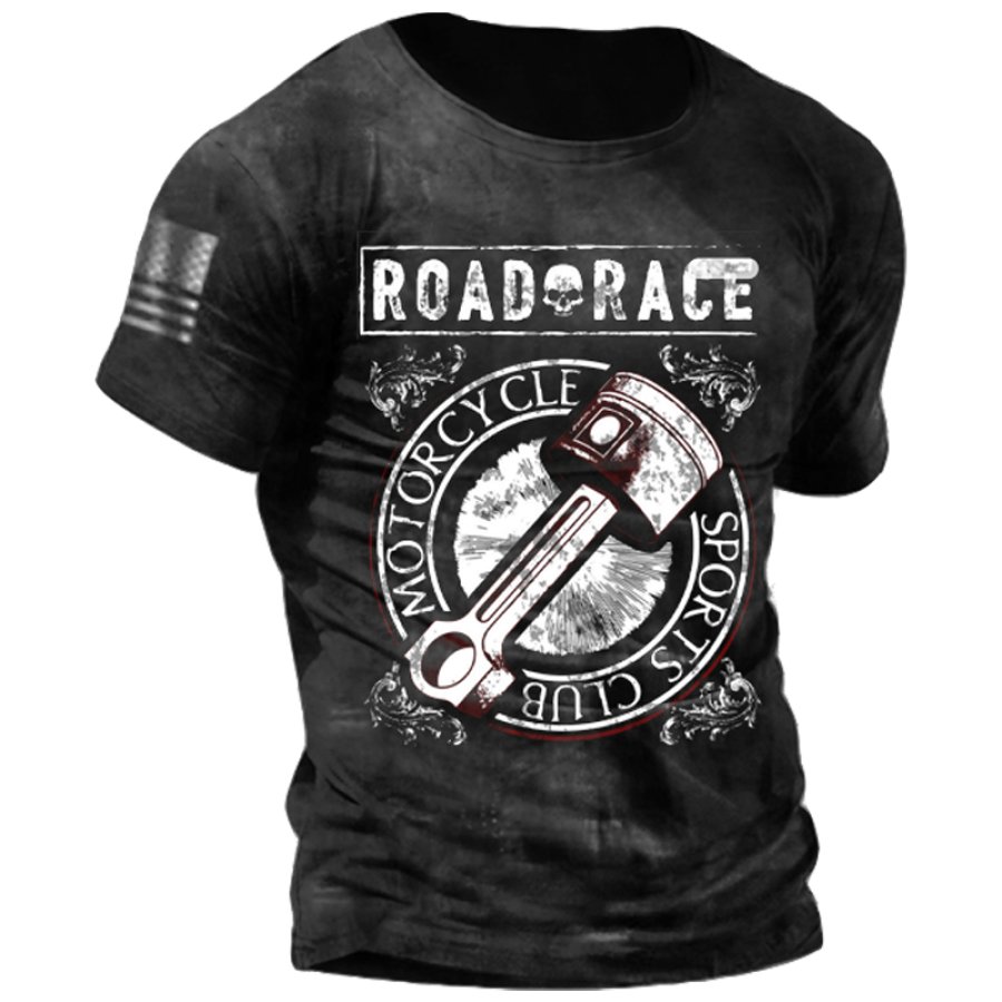

Road Race Men's Motorcycle Spark Plug Print T-Shirt