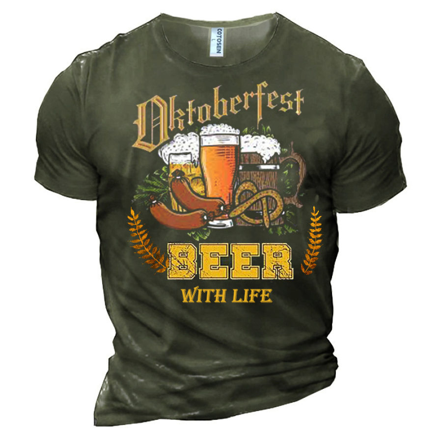 

Life With Beer Men's Camping Oktoberfest Cotton T-Shirt