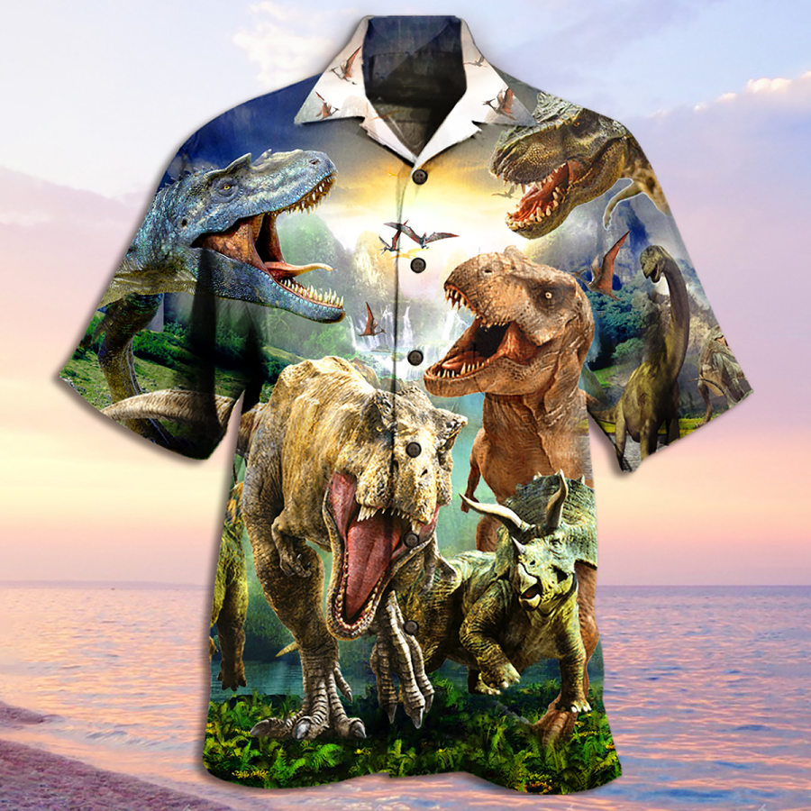 

Men's Dinosaur Casual Beach Shirt