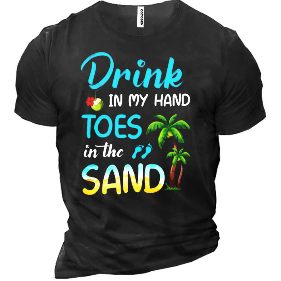 

Drink In My Hand Toes In The Sand Men's Short Sleeve T-Shirt