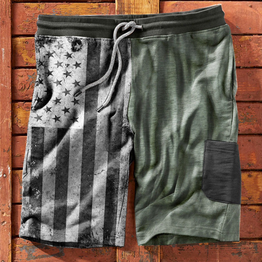 

American Flag Print Men's Outdoor Tactical Pocket Loafer Shorts