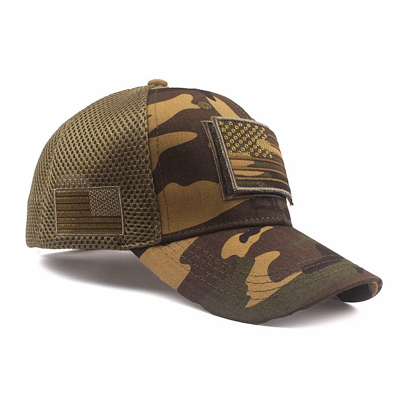Men's Outdoor Casual Shade Chic American Flag Camo Mesh Hat