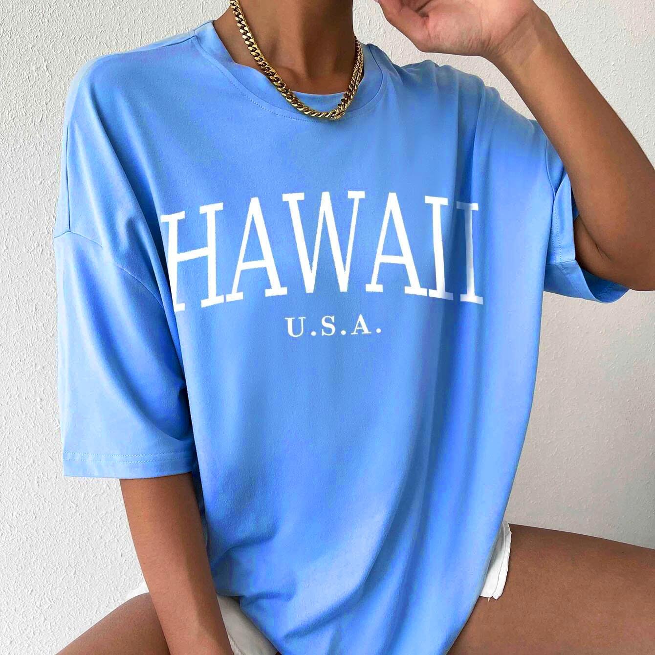 Women's Hawaii USA Cotton Oversized T Shirt