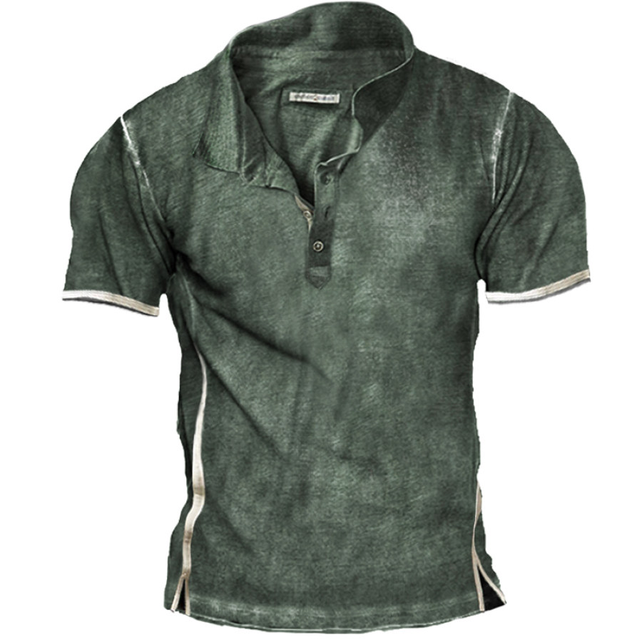 

Vintage Print Men's Outdoor Polo Sports Short Sleeve T-Shirt