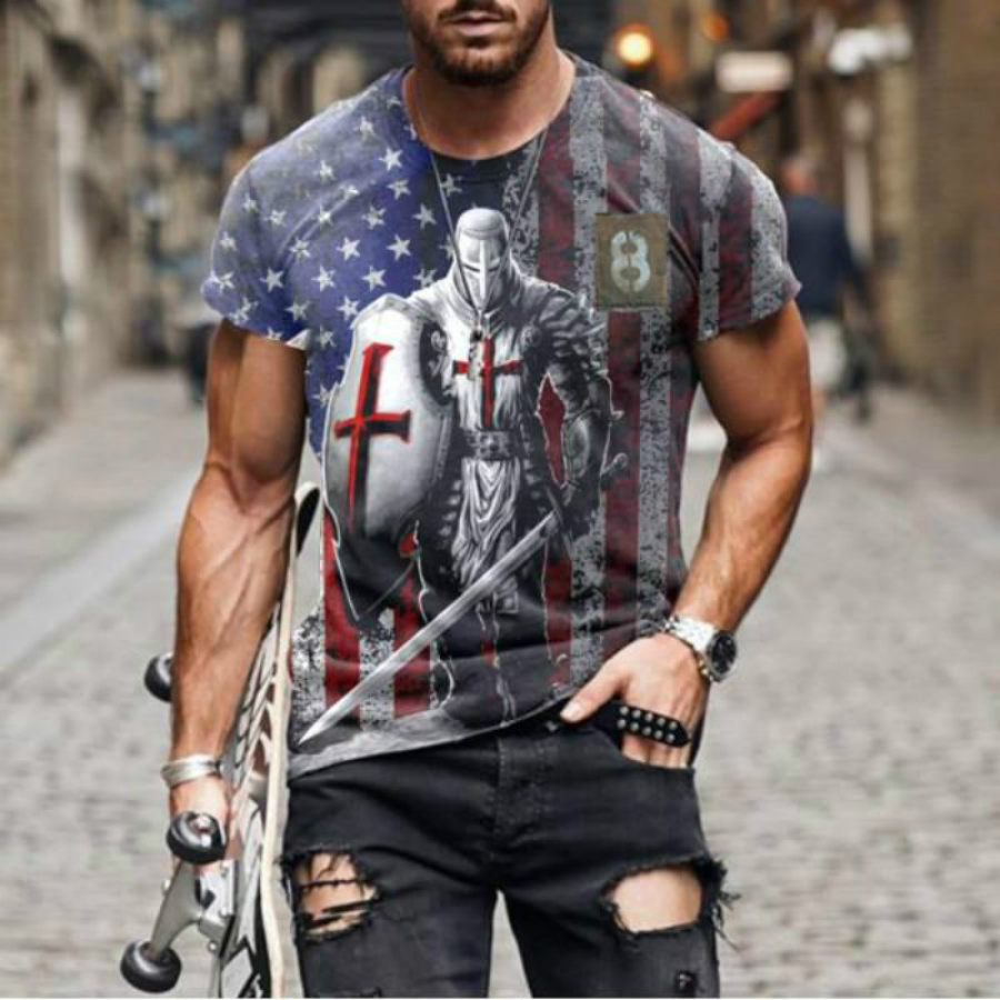 

Men's Templar Vintage Print T-Shirt
