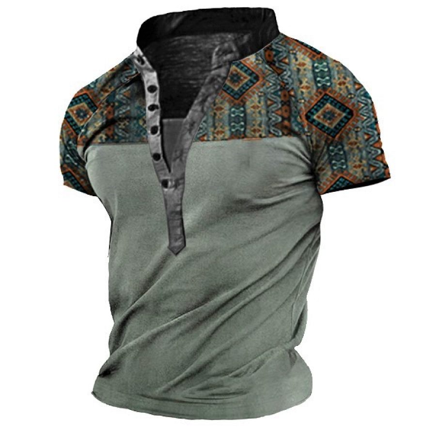 

Men's Western Tribal Totem Print Vintage Heney Short Sleeve T-Shirt