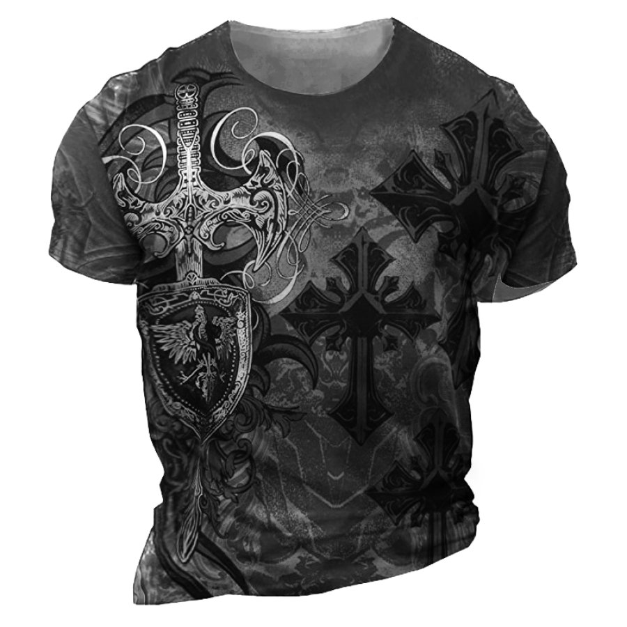 

Cross And Sword Mens Faith Print T-Shirt