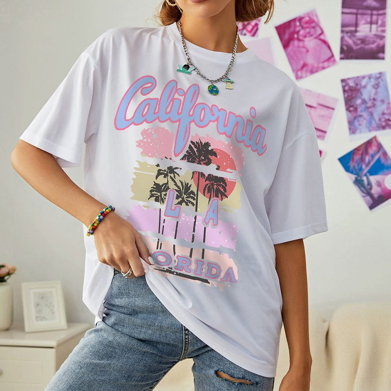 Women's California La Floria Cotton Oversized T Shirt