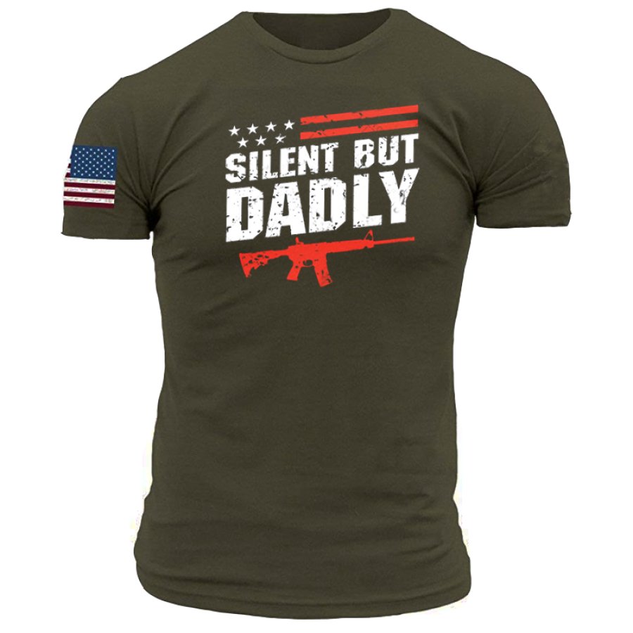 

Silent But Dadly Men's Funny Dad And Son T-Shirt