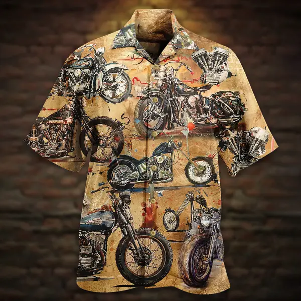 Men's Motorcycle Beach Short Sleeve Shirt Shorts - Mosaicnew.com 