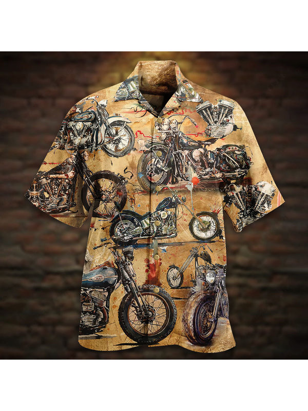 Men's Motorcycle Beach Short Sleeve Shirt Shorts