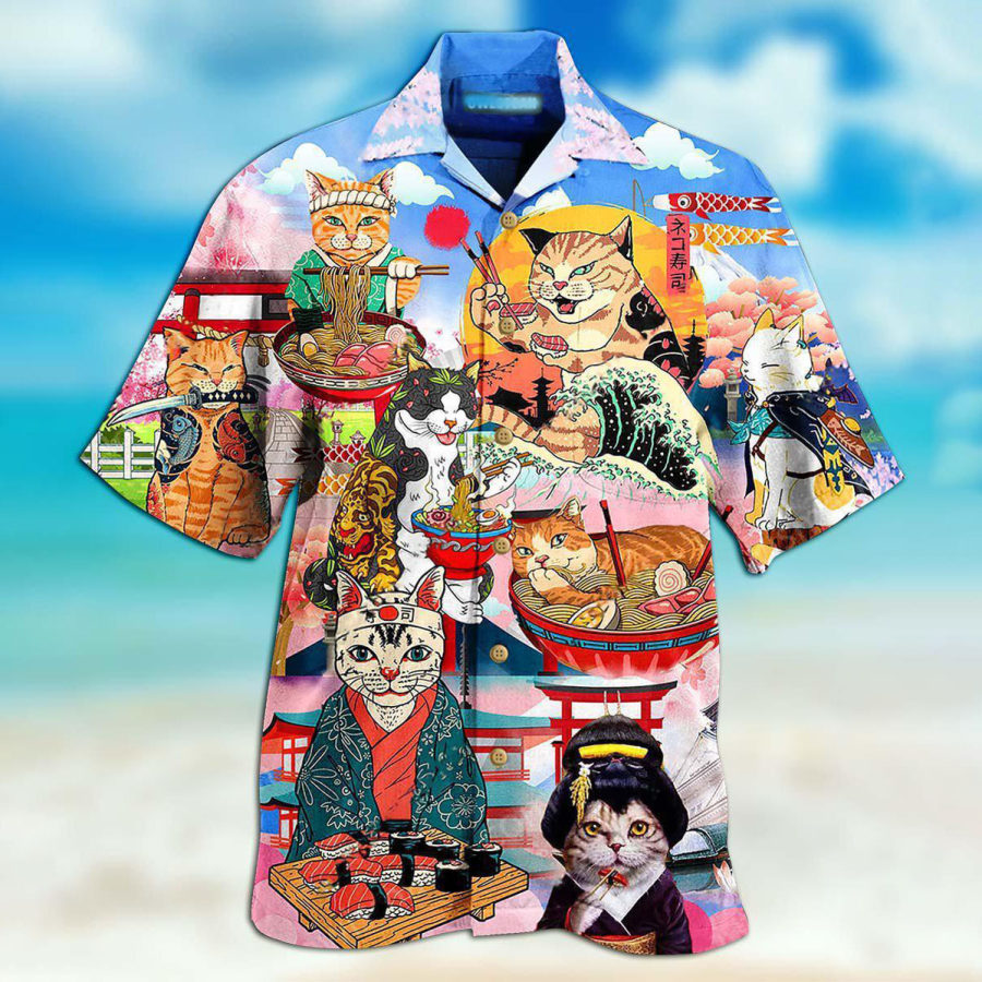 

Men's Cooking Cat Beach Short Sleeve Shirt Shorts