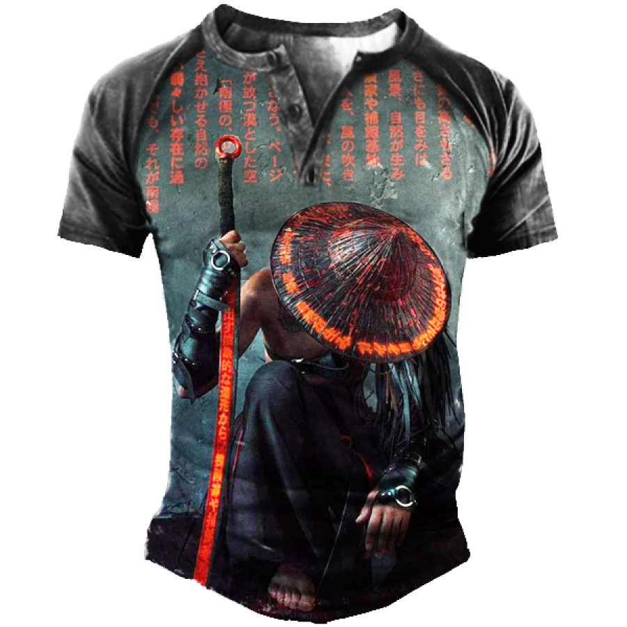 

Men's Warrior Henley Short Sleeve T-Shirt