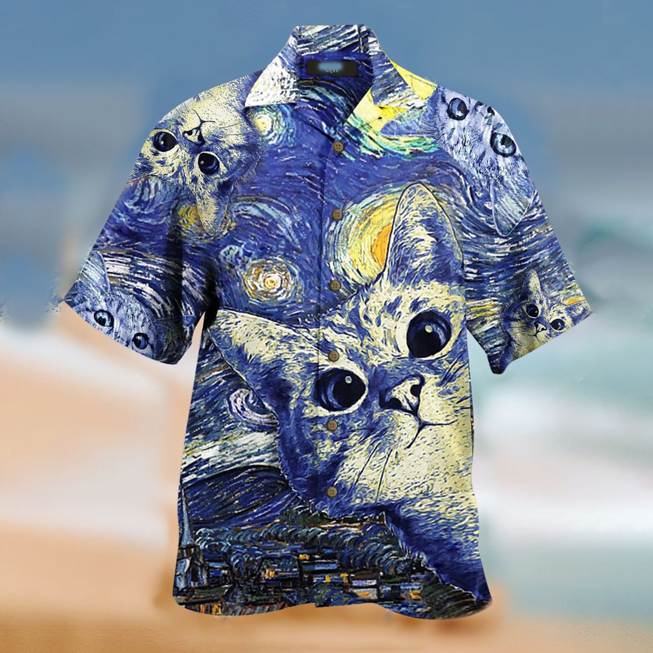 Men's Cat Beach Short Sleeve Chic Shirt Shorts