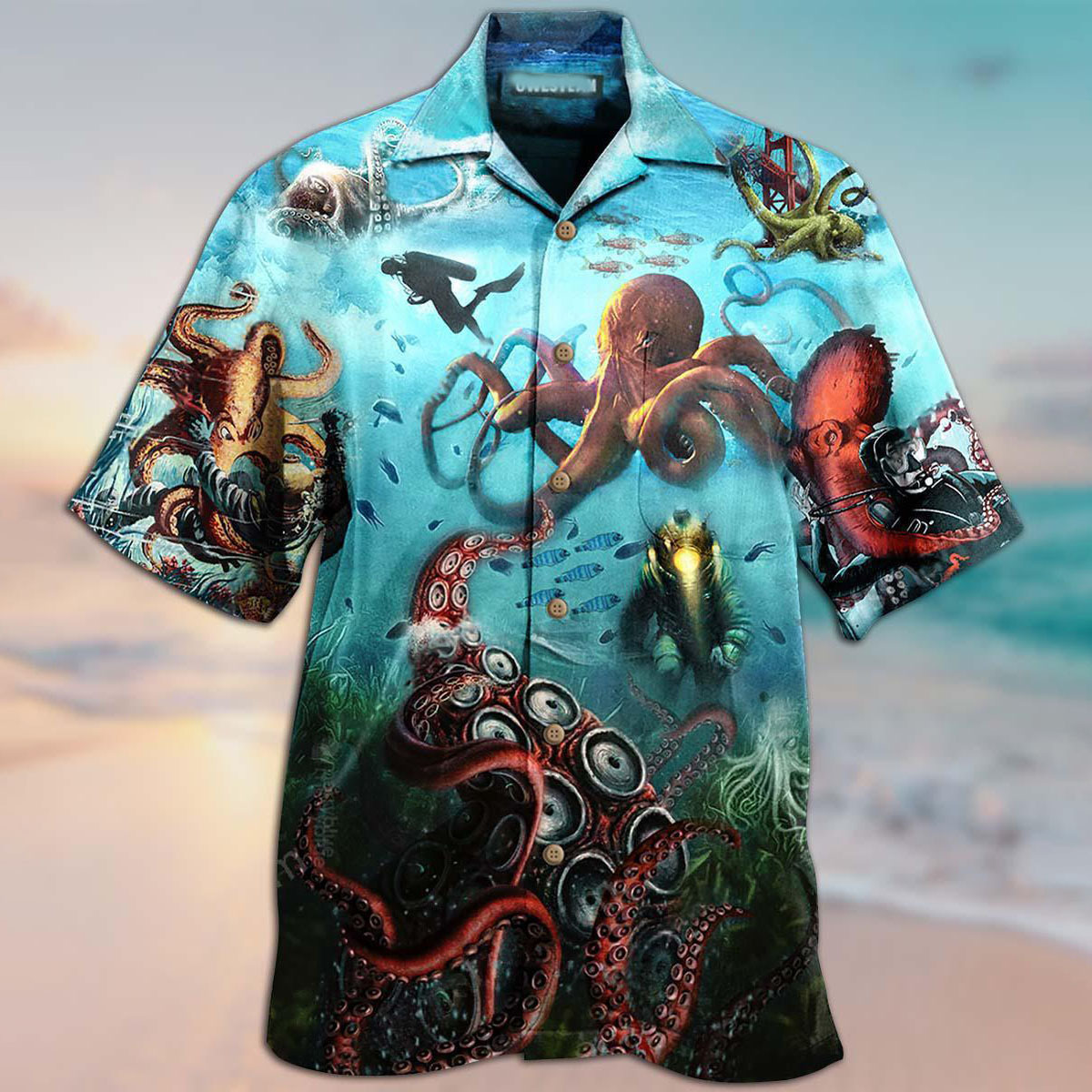 Men's Octopus Beach Short Sleeve Chic Shirt Shorts