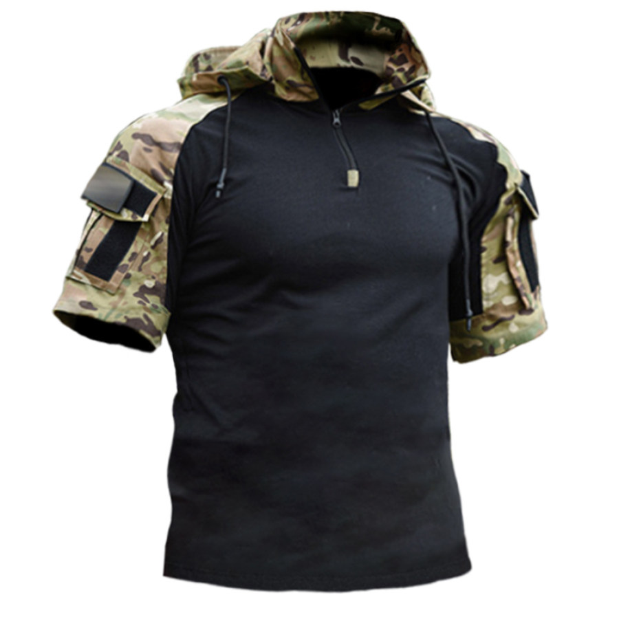 

Men's Outdoor Tactical Multi Pocket Multifunctional Hooded Henley Shirt
