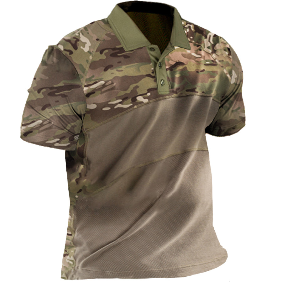 

Men's Tactical Camo Panel Henley Shirt