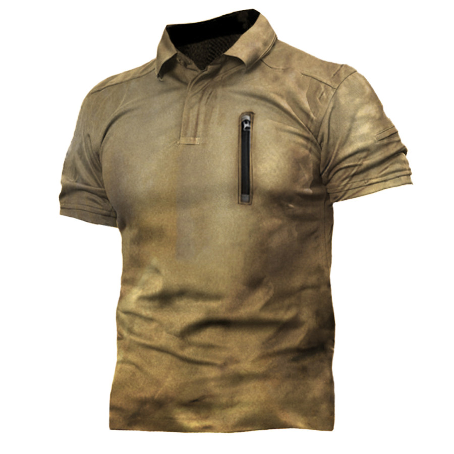 Men's Outdoor Tactical Zip Pocket Henley Shirt