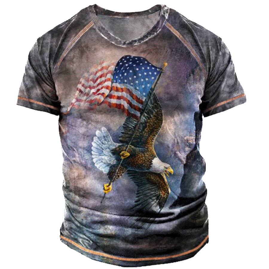 

Men's Flying Eagle Flag Print T-Shirt