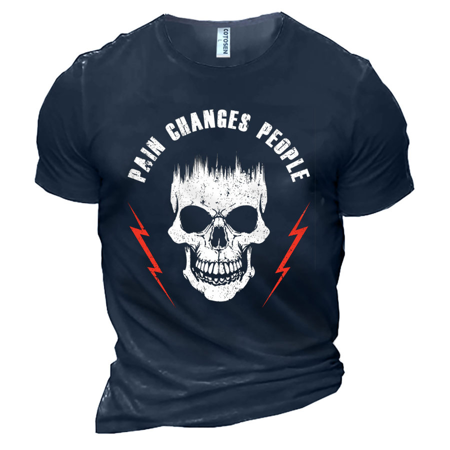 

Men's Pain Changes People Skull Cotton T-Shirt