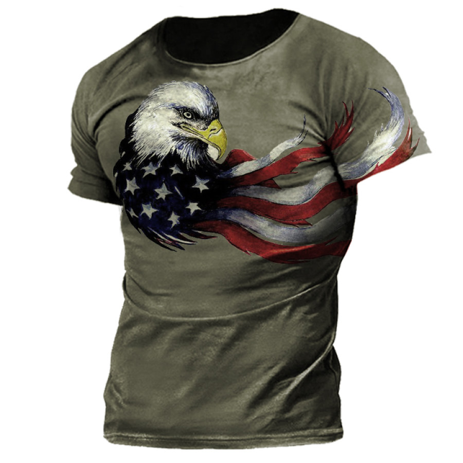 

Men's Flag Eagle Crew Neck Short Sleeve T-Shirt