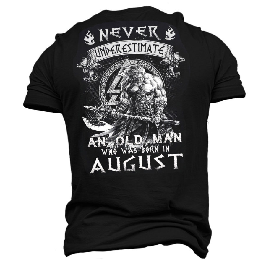 

An Old Man Who Was Born In August Men's Cotton Short Sleeve T-Shirt