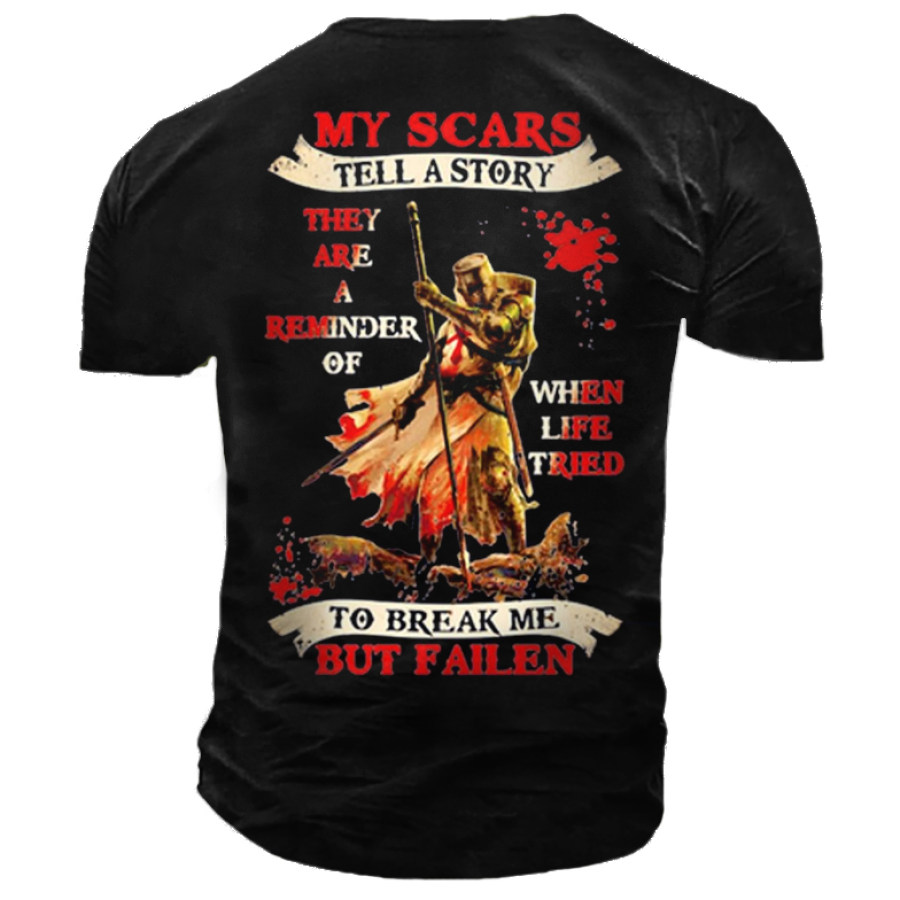 

Men's Outdoor My Scars Tell A Story Print Casual T-shirt