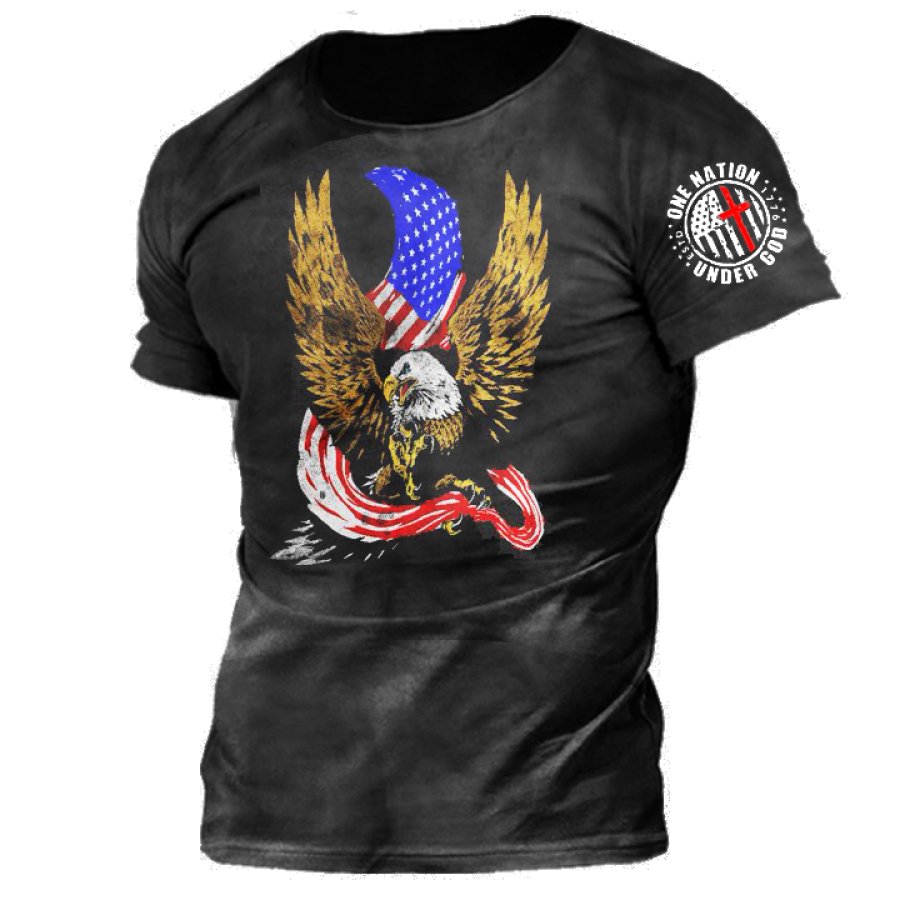 

Men's Flying Eagle Vintage 1776 Print T-Shirt
