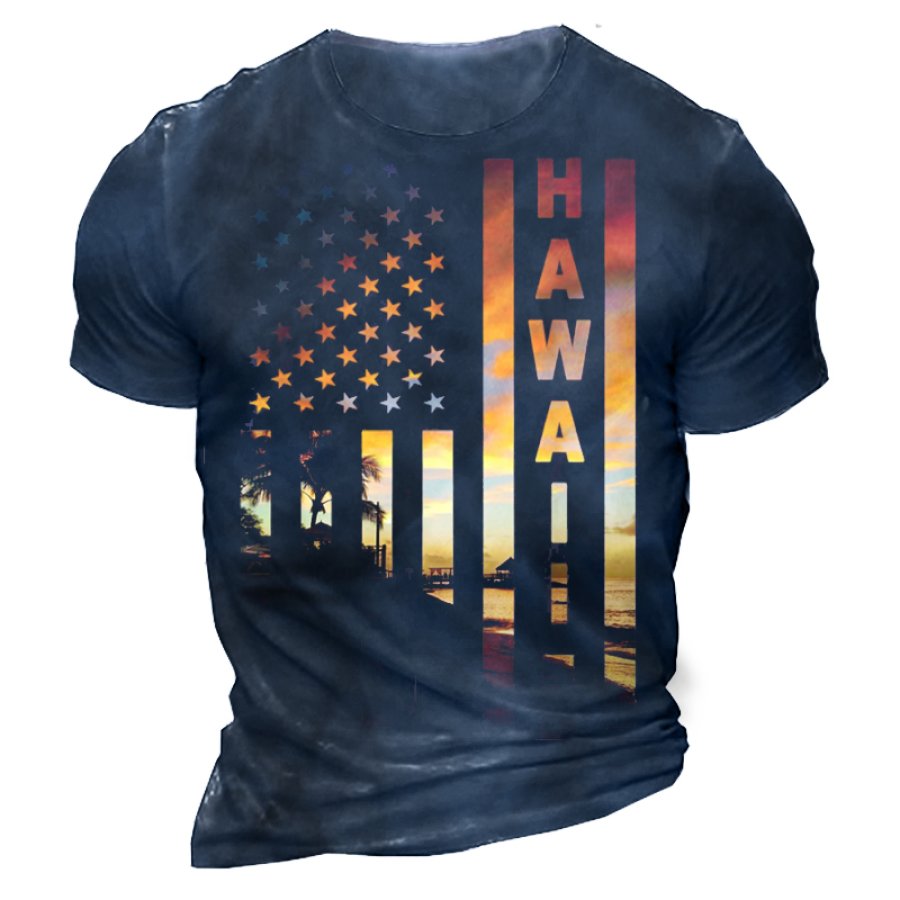 

Hawaiian Vacation Flag Men's Print T-Shirt