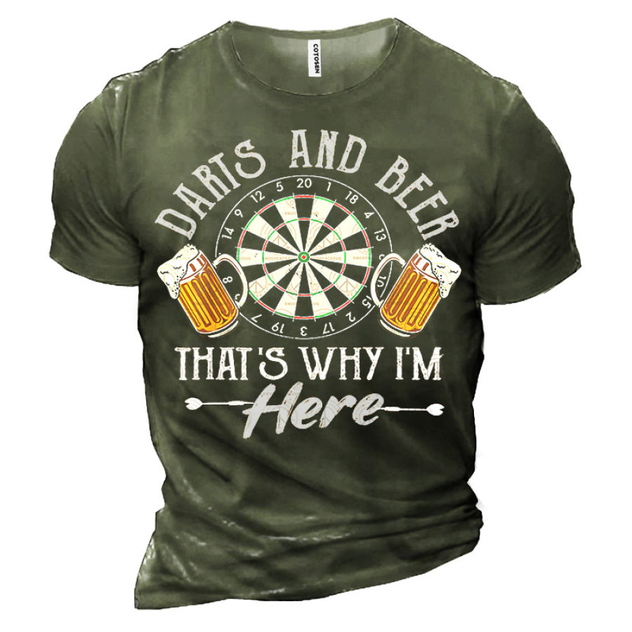 

Funny Darts And Beer That's Why I'm Here Men Cotton Tee