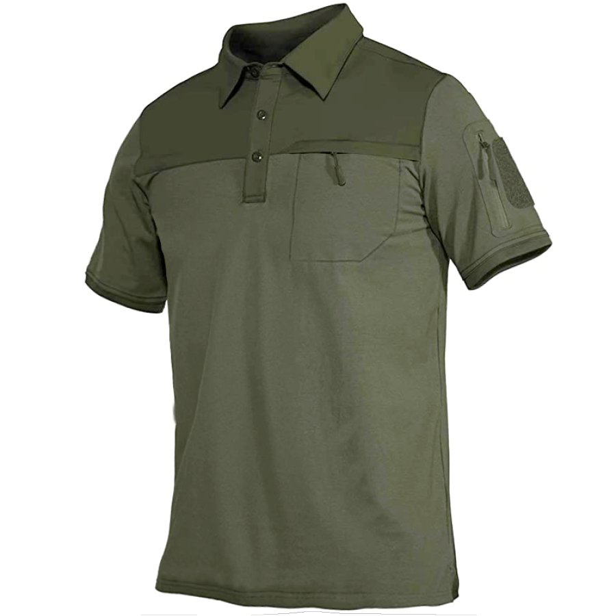 

Men's Multifunctional Zipper Pocket Velcro Tactical Polo Shirt