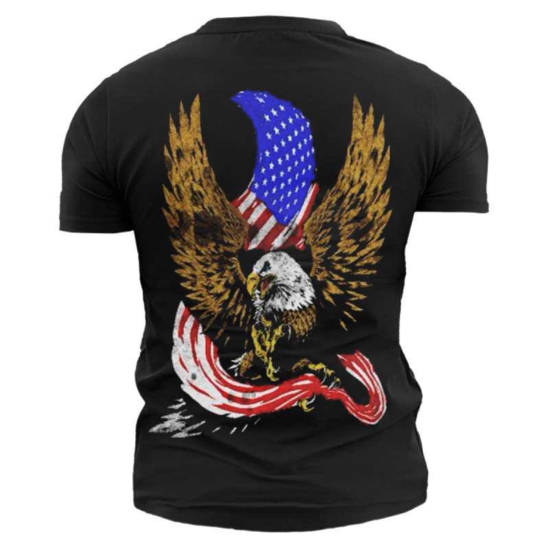 Men's Flying Eagle Flag Chic Printed T-shirt